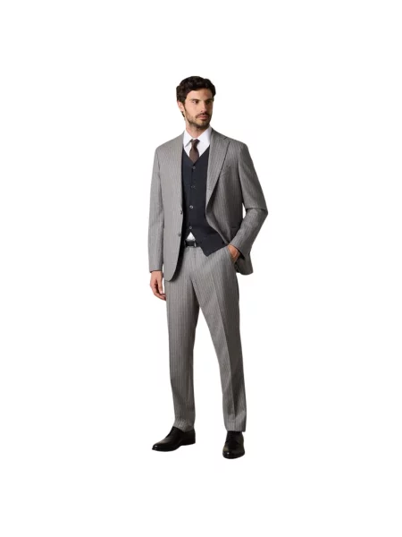 Garnitur Brooks Brothers wełniany w paski szary