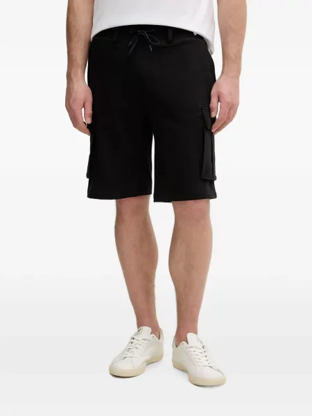 Pantaloni scurți cargo Aeronautica Militare cu broderie negru