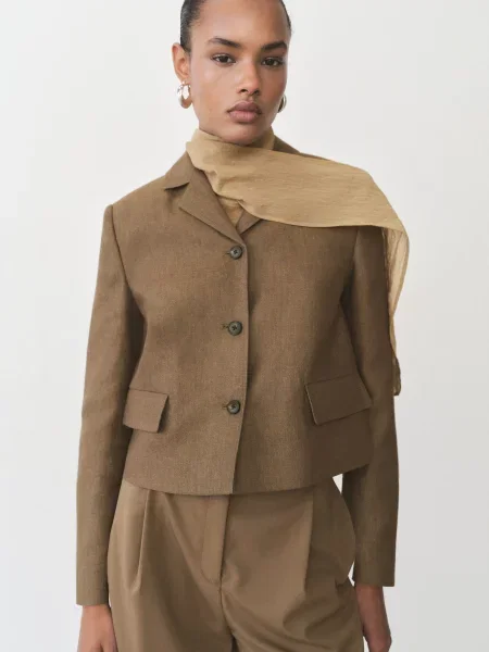 Лляний Піджак MANGO коричневий