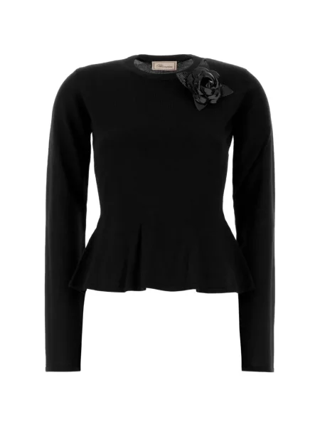 Pulover Blumarine cu model floral cu aplicații negru