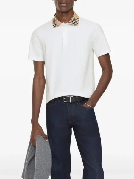 Καρό με κολάρο polo Burberry λευκό