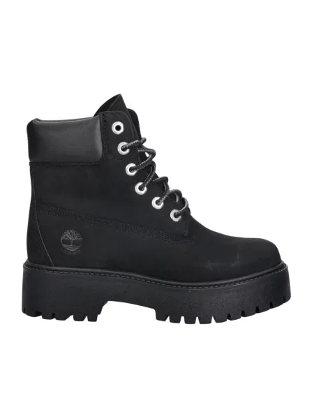 Botki Timberland skórzane w miejskim stylu z kamieniami czarne