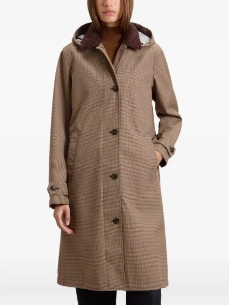 Palton Woolrich cu glugă cu model pepito maro