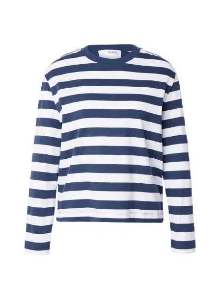 SELECTED FEMME Tricou ESSENTIAL albastru închis alb