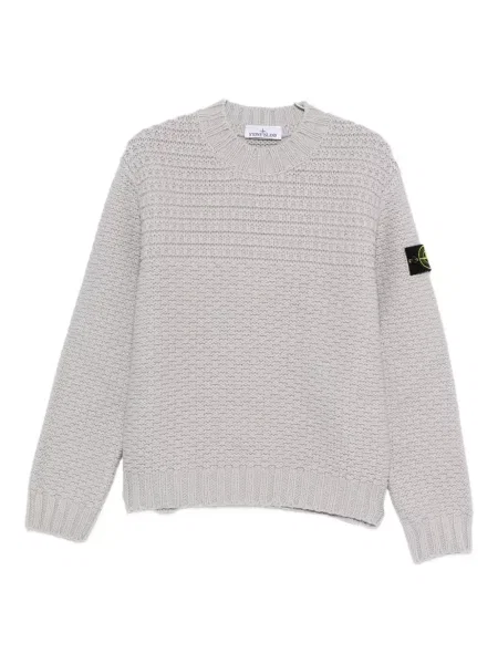 Pulover Stone Island cu decolteu rotund cu strasuri gri