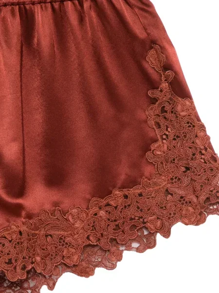 Pantaloni scurți Cynthia Rowley din satin maro