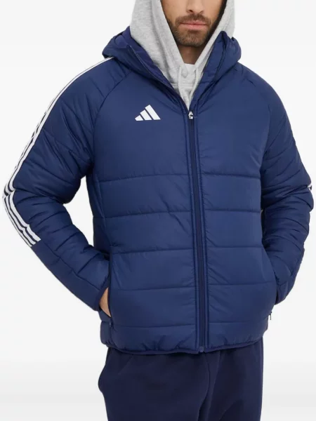 Geacă Adidas cu dungi alergare cu glugă verde