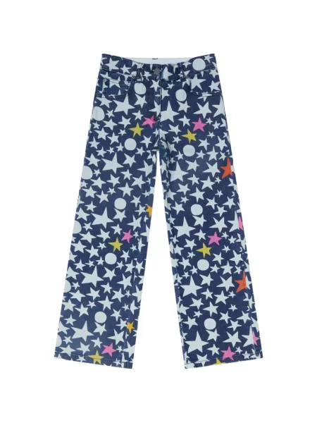 Szerokie jeansy dziecięce Stella Mccartney niebieskie
