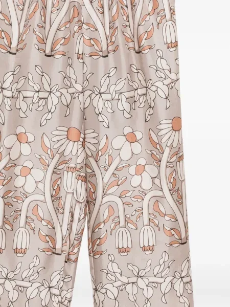 Pantaloni Biyan de mătase cu model floral cu imagine