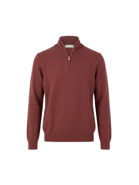 Sweter z golfem Brunello Cucinelli z kaszmiru czerwony
