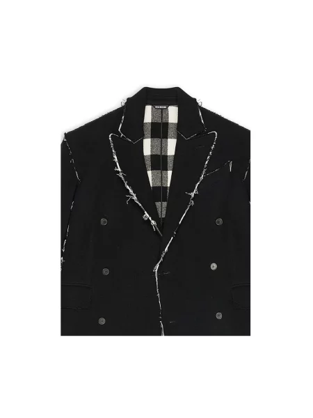 Płaszcz Balenciaga wełniany w kratę czarny
