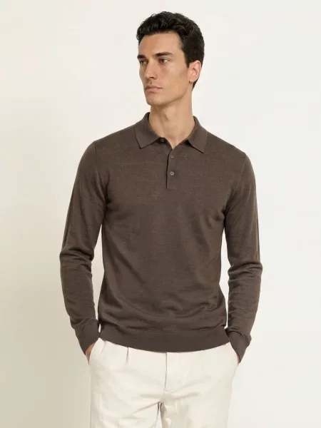Hackett London Pletená Polokošile khaki