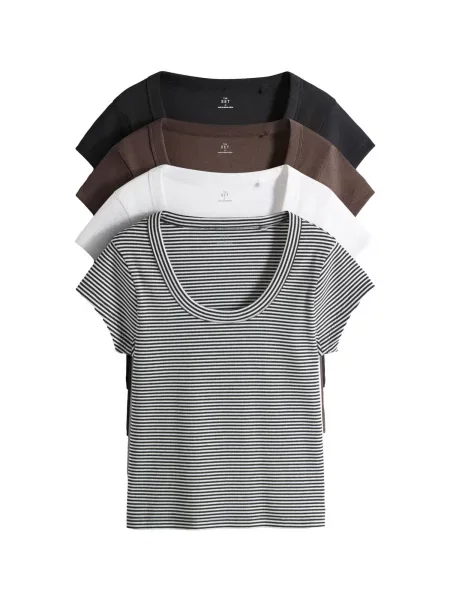 The Set Tricou ciocolatiu / negru alb