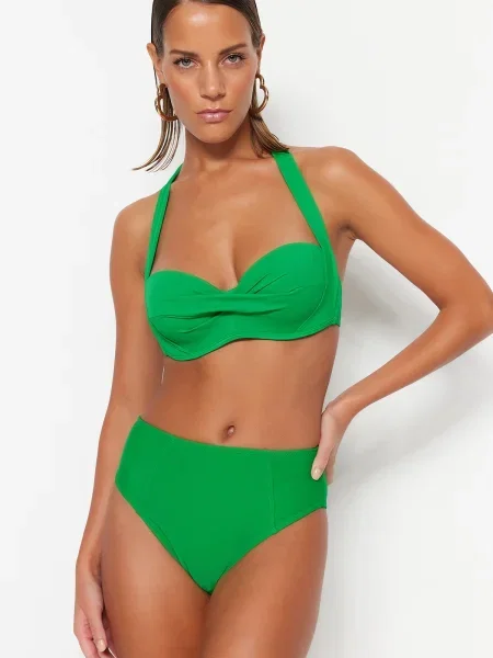 Bikini Trendyol cu talie înaltă verde