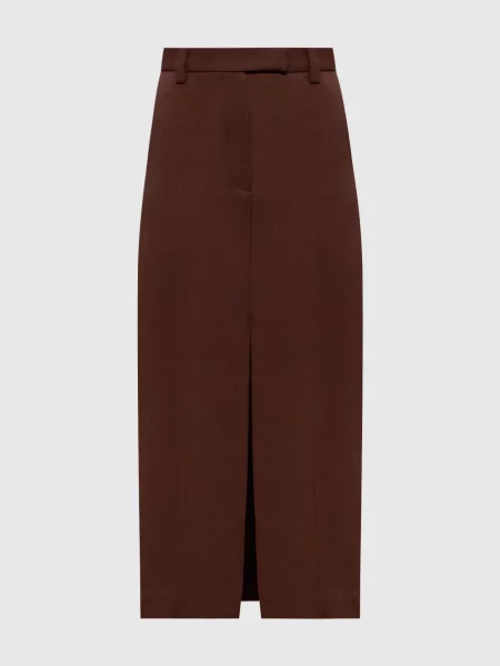 Шерстяная юбка Brunello Cucinelli коричневая