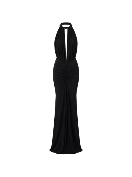 Rochie maxi Amazuìn asimetrică negru