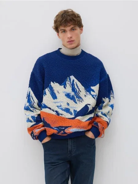 Свитшот Reserved с принтом синий