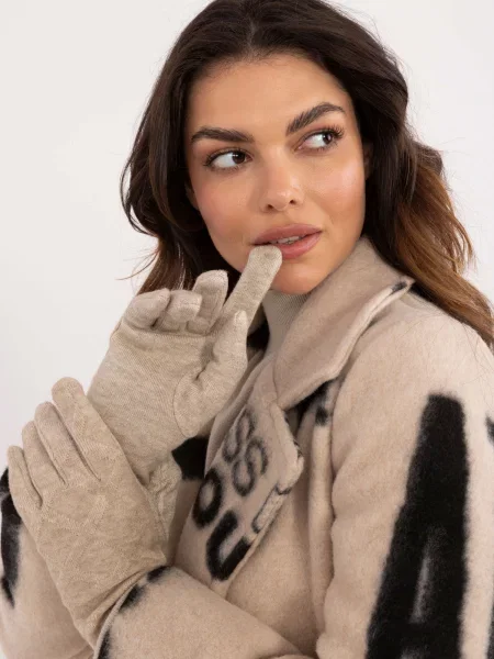 Rękawiczki Wool Fashion Italia beżowe