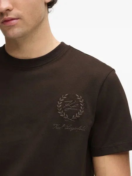 Tricou Karl Lagerfeld cu decolteu rotund maro