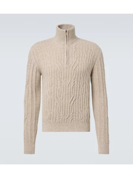 Sweter Zegna wełniany beżowy