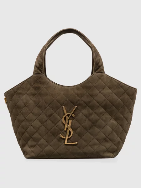 Замшева сумка-тоут ICARE кольору хакі Saint Laurent