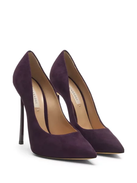 Pantofi cu toc Casadei din piele de căprioară violet