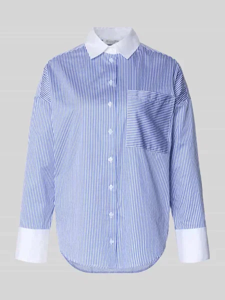 Bluzka koszulowa o kroju regular fit z kieszenią na piersi Christian Berg Woman granatowa