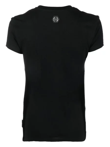 Tričko Philipp Plein s potiskem s kulatým výstřihem černé