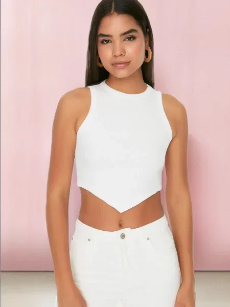 Top Trendyol sztruksowy biały