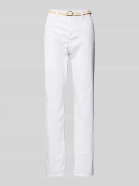 Chinosy o kroju tapered z mieszanki bawełny S.oliver Red Label białe