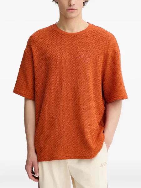 Tricou Les Deux cu broderie portocaliu