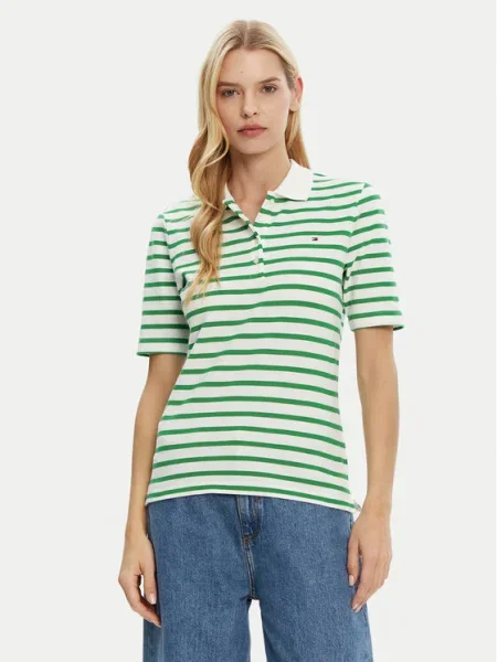 Tommy Hilfiger Тениска с яка и зелен