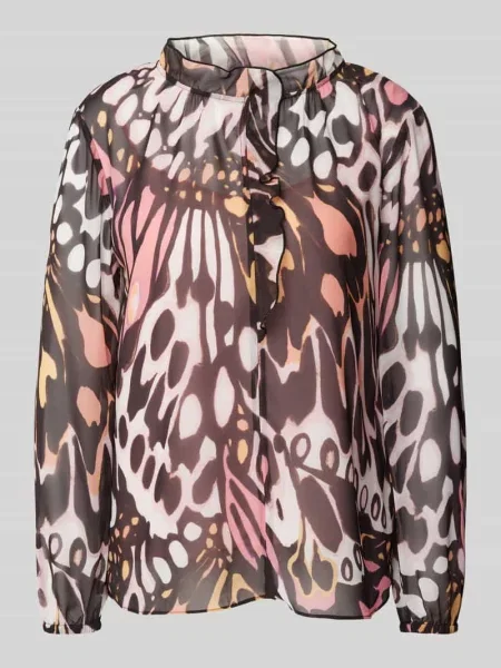 Marc Cain Collections Marc Cain bluzka koszulowa Kobiety brązowy|różowy|pomarańczowy wzorzysty 34 różowa
