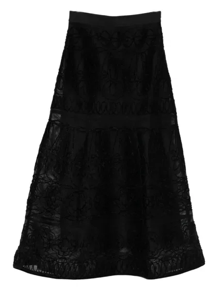 Fustă midi Maje cu model floral până la genunchi negru