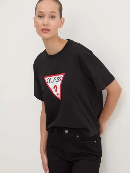 T-shirt basic Guess Jeans czarny