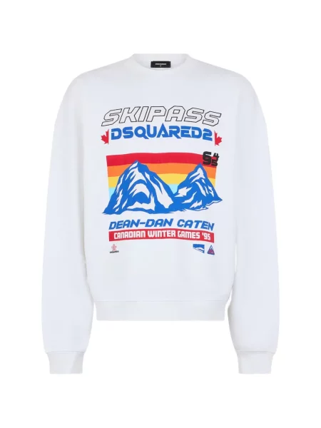 Hanorac crewneck Dsquared2 cu imagine cu decolteu rotund alb