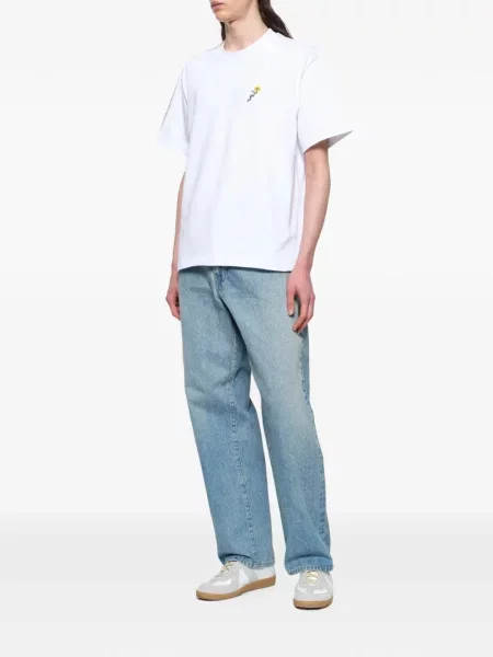 Tricou Vowels cu model floral alb