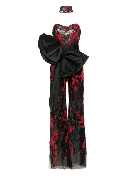 Haftowany kombinezon Saiid Kobeisy bez ramiączek czarny