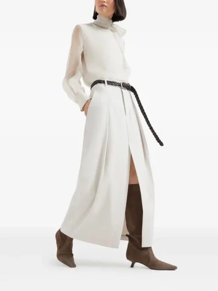 Maksi spódnica plisowana Brunello Cucinelli biała