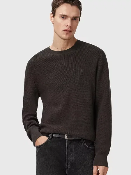 Пуловер с вълна AllSaints ASPEN CREW мъжки сиво