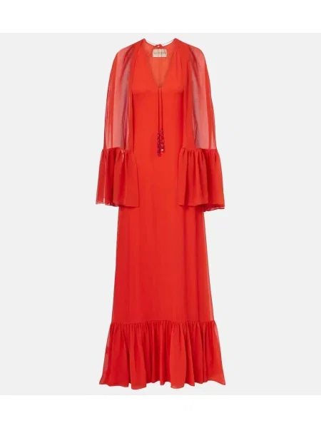 Rochie maxi Valentino de mătase de costum portocaliu