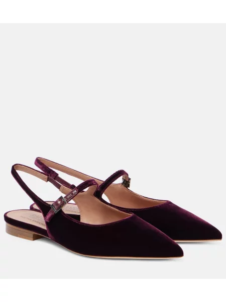 Balerinke Malone Souliers iz rebrastega žameta z odprtimi petami bordo