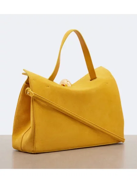 Top Jacquemus din piele de căprioară galben