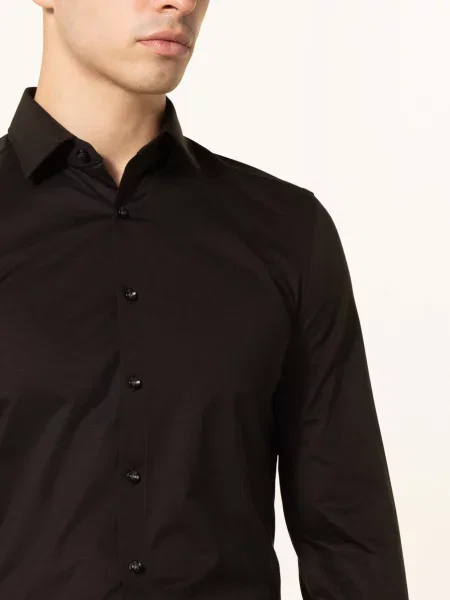 Olymp Koszula Z Dżerseju No. Six Super Slim schwarz czarna