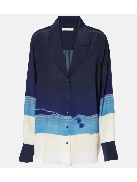 Jedwabny top Sir. z nadrukiem niebieski