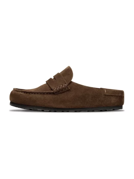 Klapki Birkenstock skórzane brązowe
