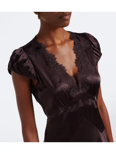Rochie midi Dôen din satin maro