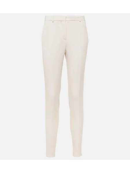 Pantaloni Versace cu talie înaltă de lână alb