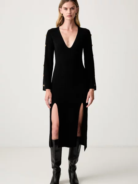 Elisabetta Franchi rochie tricotată cu vâscoză negru