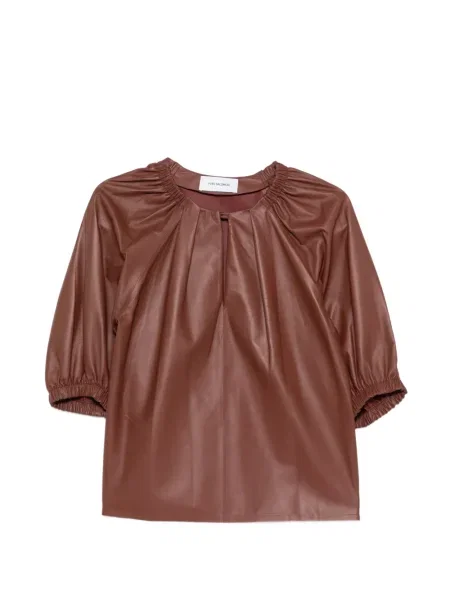 Top Yves Salomon din piele maro